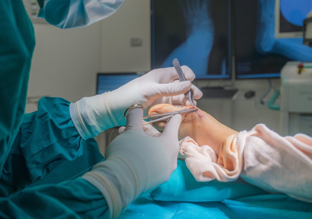 operación quirúrgica de pie